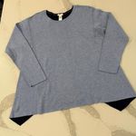 J.Jill Reversible Knit Long Sleeve Dipped Hem Sweater Women's Large Blue Preppy Photo 0