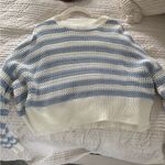 Striped Blue and White Women's Sweater Size L Photo 0