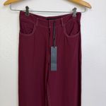 Jenni Kayne Crepe Stitch Birkin Pant Womens Size 2 Wine Wide Leg Lightweight NWT Photo 4