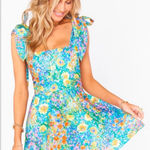 Show Me Your Mumu  Claire Painterly Petals Mini Dress Bow Ties Size XS Photo 0