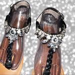 Chase and Chloe  beautiful black braided strap thong sandals with gorgeous … Photo 5