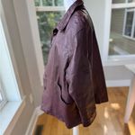 Vintage 70s 80s Salon Studio Burgundy Oxblood Leather Chore Coat Jacket Sz XL Red Photo 6