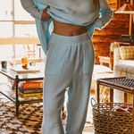 Free People  Intimately C.O.Z.Y Waffle Knit Tunic Sweater Size XS/S‎ NWT Neon Sky Photo 0