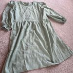 💜 Vila via ASOS Light Sage Green Textured Dress with ruffle 3/4 sleeves Photo 4