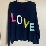 Crown & Ivy Colorful 'LOVE' Sweater - Sweater Love Word Navy Multi Valentine Photo 0