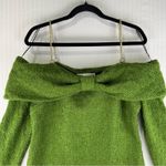 ZARA  Blogger Favorite Green Tweed Bow Mini Dress Gold Chain Straps Size Medium Photo 2