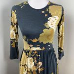 Novella Royale Floral Knit Long Sleeve Mary Midi Dress in Grey Gardens XS Autumn Photo 3