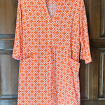 Peter Millar  Women’s Dress Size Medium Orange & White Patterned Dress Drawstring Photo 0