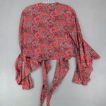 Raga New  Red Boho Crop Top Tie Front NWT Size Medium Sexy Boho Top Paisley‎ Photo 3