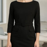 Pendleton  100% Virgin Wool Black 3/4 Sleeve Belted Boat Neck Dress Size 10 EUC!! Photo 0