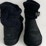 UGG  Australia 10 Cassidee Short Suede Leather Knit Black Sheepskin Boot 1007690 Photo 0