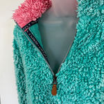 Simply Southern  Full Sherpa Pullover Sweater‎ Youth L Sea Glass Teal Pink Photo 1