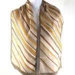 Womens Scarf Hair Accessory Sheer Striped Brown Beige Rectangle 53x11 Photo 2