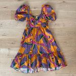 Farm Rio  - Macaw Print Puff Sleeve Dress in Orange & Purple Multi Photo 0