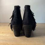 Vince Camuto  Black Suede Fringe Wedge Ankle Booties 8.5W Wide Boho Western Chic‎ Photo 5