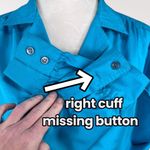 Vintage Gil & Co Blue Satin Button Up Blouse Long Sleeve Size Small Photo 5