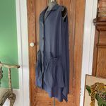 For Cynthia Oversized Blue Linen Dress with Gathered Statement Pockets Small 💛🍄 Photo 1