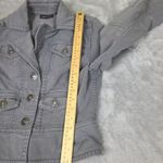 Ideology Gray Denim Short Jean Jacket Womens Size Small Military Moto Biker Photo 5