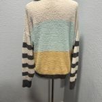 Hello Nite Size Medium Women's Colorblock Plush Crewneck Pullover Sweater Blue Photo 3