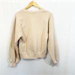 AGOLDE  Low V-Neck Balloon Sleeve Cotton Sweatshirt in Beige Neutral Photo 7