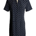 Cupcakes and Cashmere  Shift Dress S Blue Squares Pockets Short Sleeve V Neck Photo 0