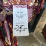 Blu Pepper Anthropologie M  burgundy floral V-Neck Tie Front Blouse new Photo 3