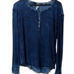 Free People  we the free Blue Long Sleeve linen cotton oversized shirt sz S Photo 0