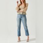 ASTR NWT THE LABEL Floral Smocked Peplum Top in Orange Purple Multi Sz. M Photo 8