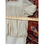 Paul Stuart Silk Chiffon & Tweed Dress Beige Cream Puff Sleeve Size S Photo 9