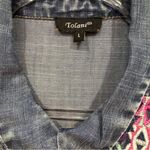 Tolani  Kristy Chambray Embroidered Shirt Long Sleeve Button Down Size L Photo 6