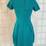 Shoshanna  teal green blue short sleeve ribbed pleated dress size medium Photo 4