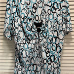 Dress Barn White/Teal Circles Short Sleeve Open Blouse Size 2XL Textured Material Photo 0