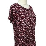 Talbots Women's Navy Red Floral Linen Cotton Short Sleeve Shirt Tie Hem Sz SP Photo 2