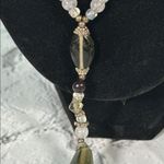 Teardrop Grey Charcoal Black Iridescent Silver Beaded Necklace and Earring Set Photo 5