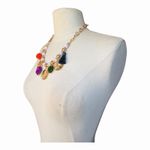 Chico's Chico’s NWT Bohemian Statement Necklace Gold Tone Chains Colorful Multi Charm Photo 2