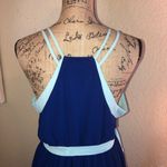 Tea & Cup Dress Blue Two Tone Dress Spaghetti Straps Gathered Waist Size Large Photo 7