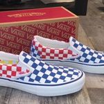 Vans Slip On Pro Red Blue Checkered Shoes Sneakers Photo 0