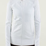 Lululemon  Nice Asana Jacket zip up define Brushed White ribbed mock neck high Photo 0