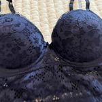 Adore Me Adored by  32C Longline Underwire Floral Lace Demi Cup Bra Blue Black Photo 11