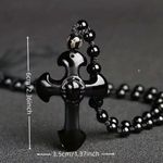 1pc Black Religious Christian Cross‎ Fashion Obsidian Style Pendant Necklace Photo 9