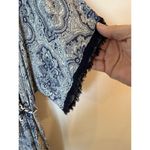 Hem & Thread  Short Sleeve Button Front Tunic Blouse Paisley Blue Women's Size M Photo 2