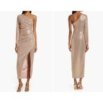 Elle Zeitoune Simone One Shoulder Sequin Dress Gold Size L Size L Photo 1