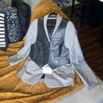 Alexander Wang Mohair Blazer With Leather Vest In Grey Photo 3
