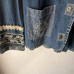 Tantrums Jacket Vintage Medium Denim Embroidered Lace Boho Button Up Cottage Blue Photo 5