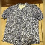 J.Crew Women’s royal blue white floral  button up blouse Photo 0