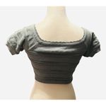 Kendall + Kylie Cropped Short Sleeve Sweater Cotton Blend Green S Small Photo 2