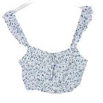 Storia NWT Mini Floral Smocking Top Crop Top White Blue Size Medium M NEW Photo 0