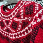 J.Jill  Windham Fair Isle Pull Over Red Nordic Ski Vibes Wool Blend Sweater MED Photo 2