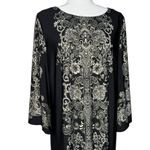 Sandra Darren Dress L Shift Knee Length Black Stretch Flare Sleeve Career Office Photo 3