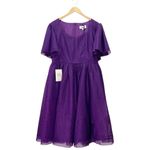 NWT JessaKae Nora Purple Midi Dress Sz XXL Sweetheart Flutter Sleeve Fit & Flare Photo 3